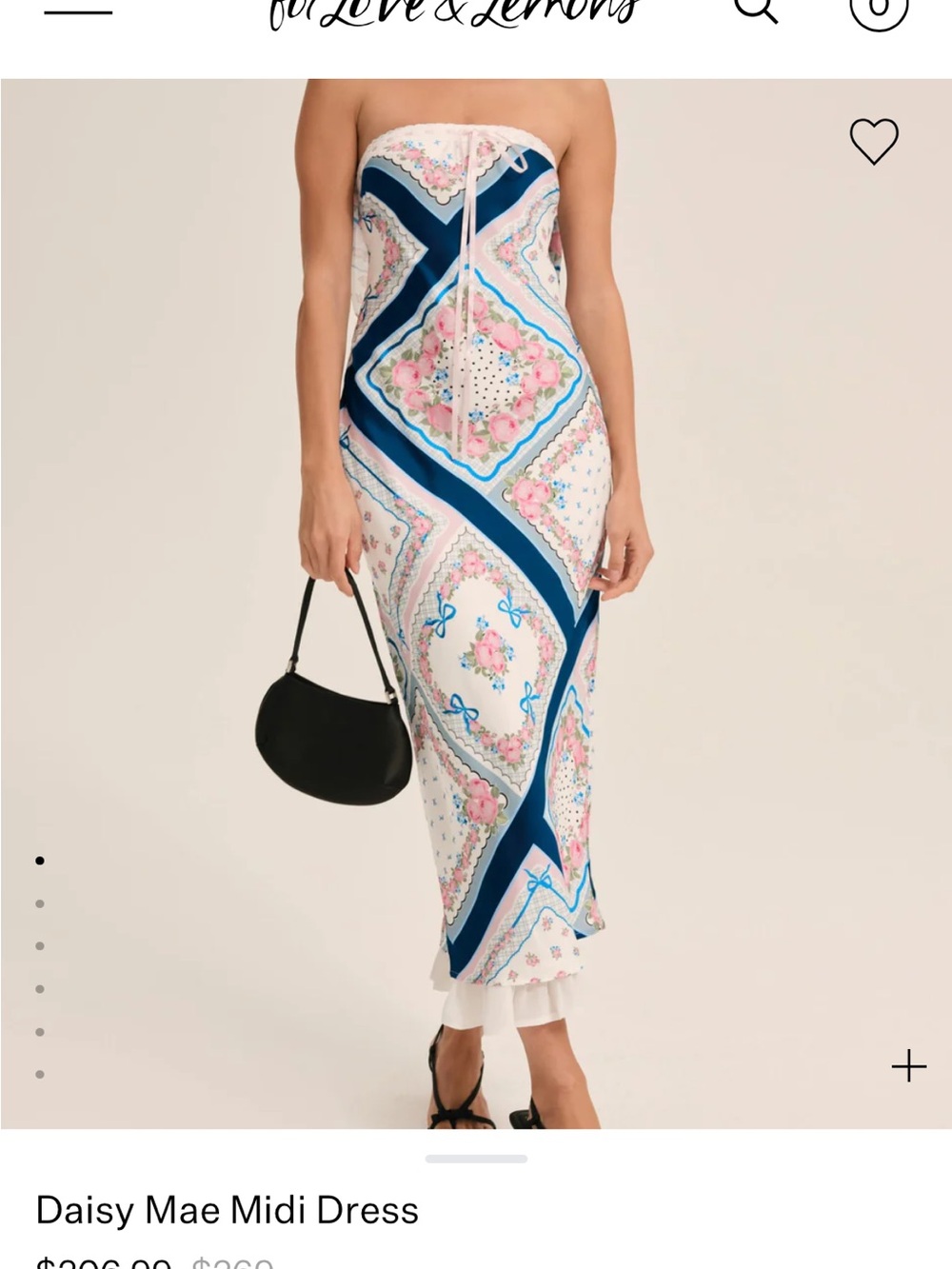For Love And Lemons White Floral Strapless Dress with Pink & Blue Accents